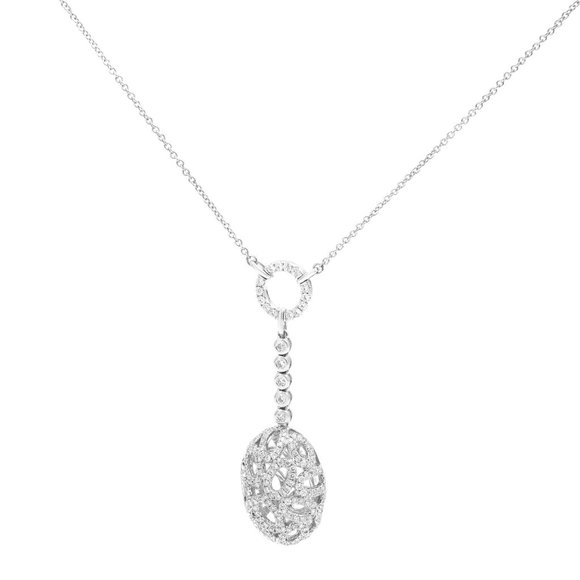 Piero Milano Natural Diamond Drop Pendant Necklace 18k White  Piero Milano Natural Diamond Drop Pendant Necklace 18k White Gold 1.33cttw
